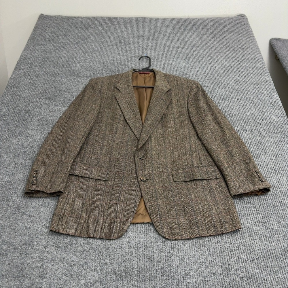 Vintage Hart Schaffner Marx Blazer Mens 44 Brown Wool Herringbone Tweed Academic